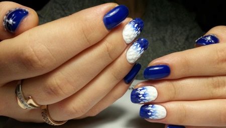 Голубые ногти с белым френчем фото